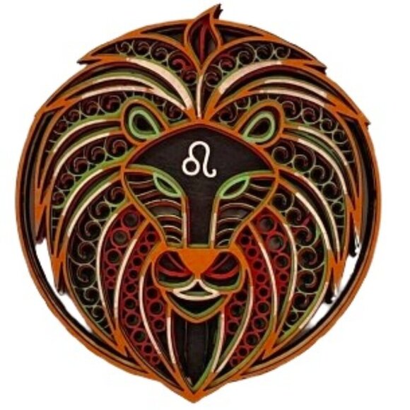 Leo Zodiac Sign Layered Design. Refrigerator magnet. - Picture 1 of 3